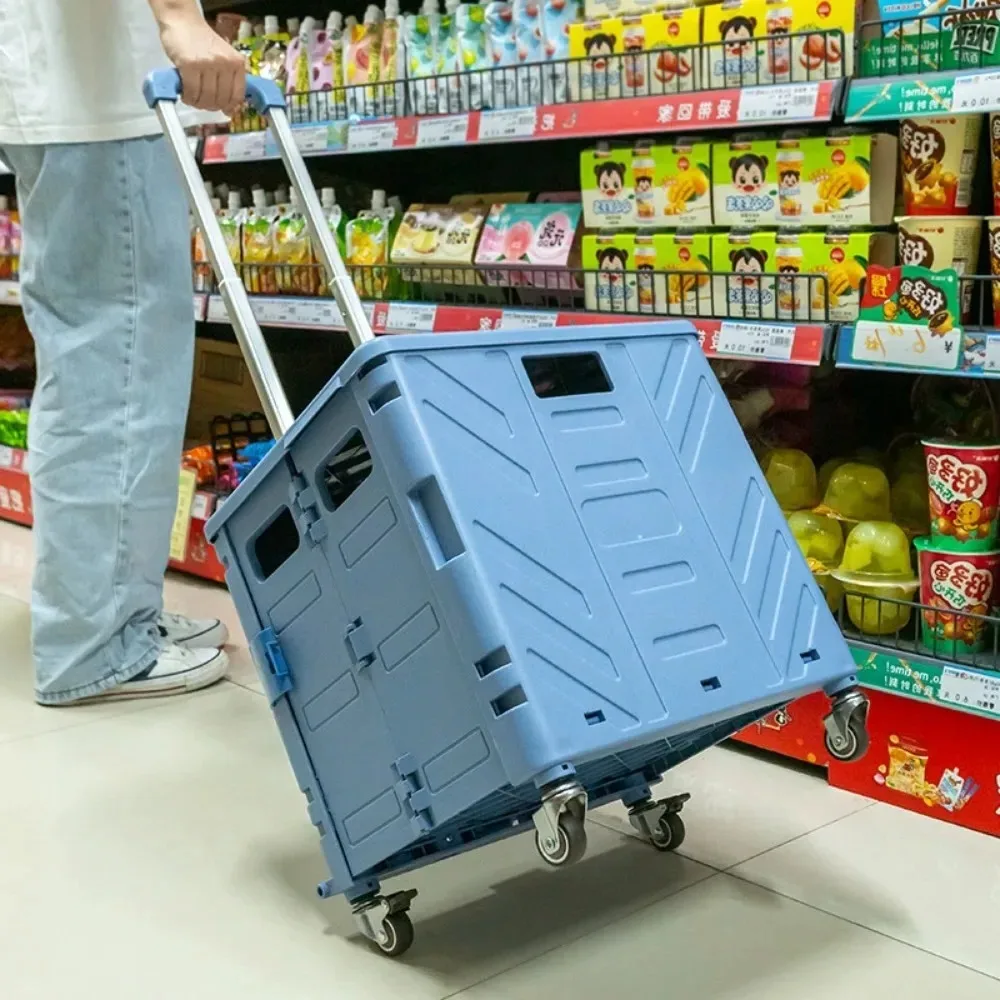 ポータブルショッピングカート折りたたみ屋外トロリースーパーマーケット食料品組織大容量ハンドプルカート軽量ボックス