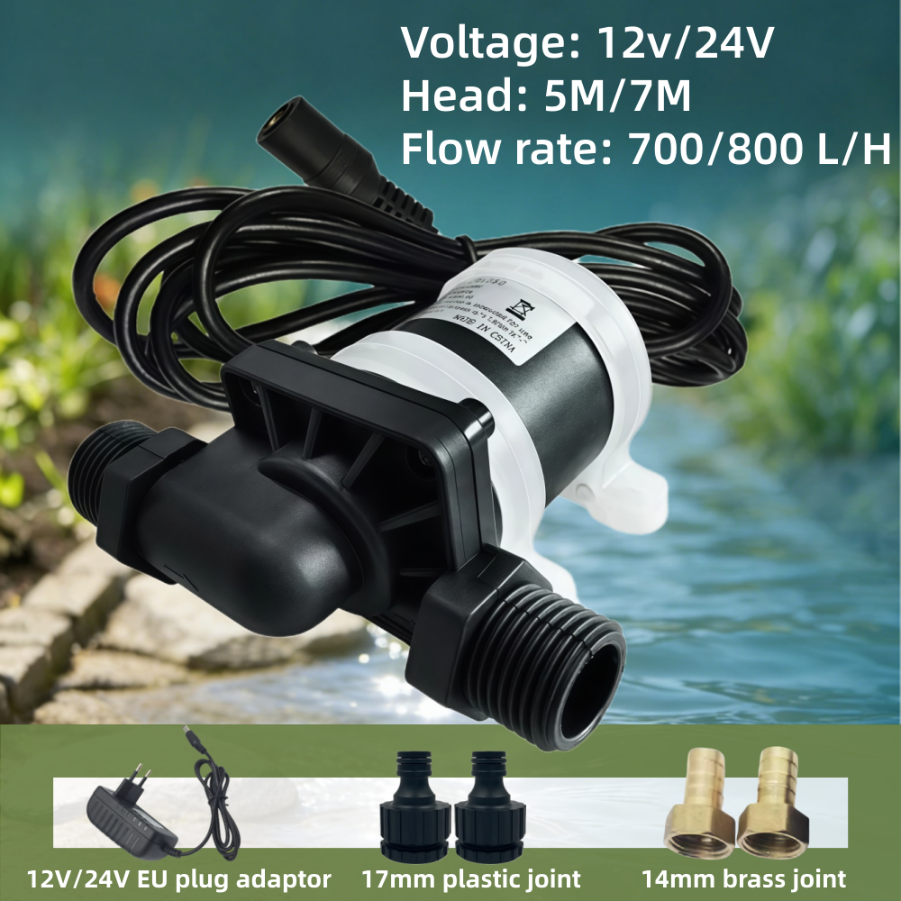 DC12v DC24V 超静音ブラシレスモーター水中ブースターポンプ真鍮プラティッククイックジョイントパワー給湯器加圧ポンプ