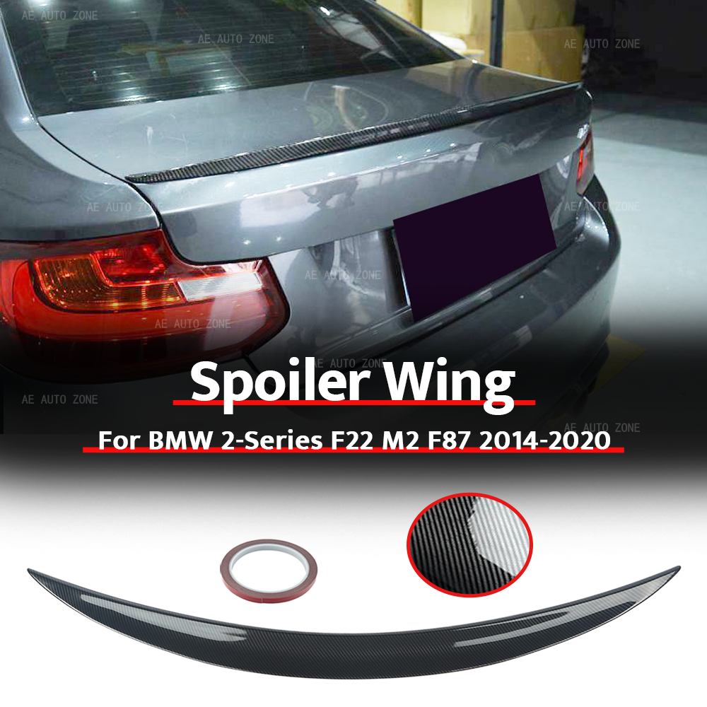 光沢のあるカーボンファイバールック MP スタイルリアスポイラーウイング BMW 2 シリーズ F22 M2 F87 2014-2020 ブーツリップテールゲートウイング