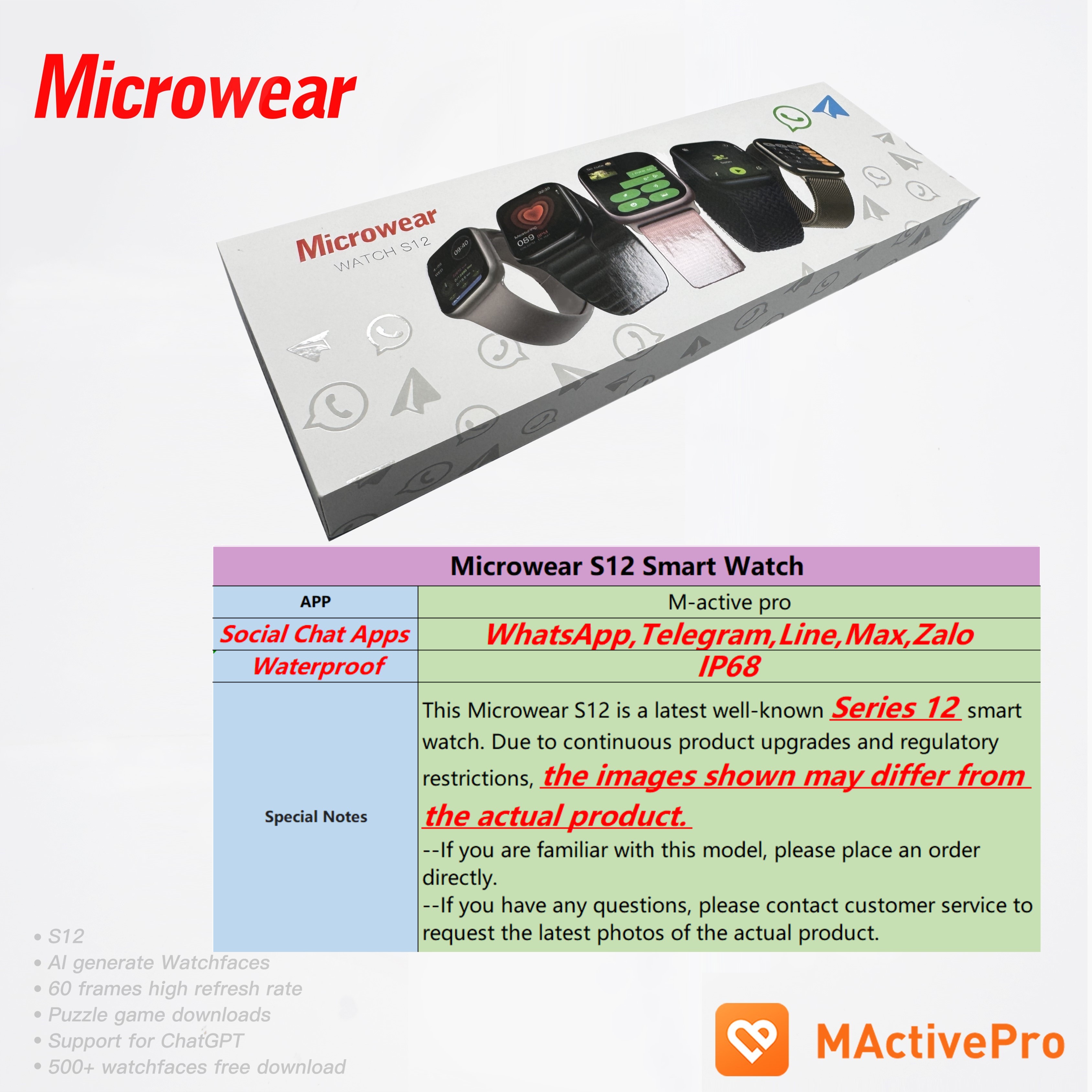 電報 WhatsAPP 返信 Microwear シリーズ 12 11 スマートウォッチ IP68 防水 48 ミリメートル S12 シリーズ 11 PK S11 シリーズ 11 スマートウォッチ