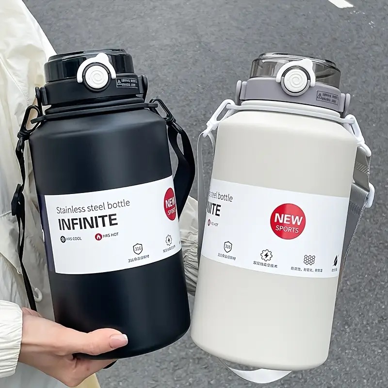 2L/67.63オンス大容量ステンレススチール製断熱タンブラー、ハンドル付き、保冷および保温ストロー、スポーツウォーターボトル