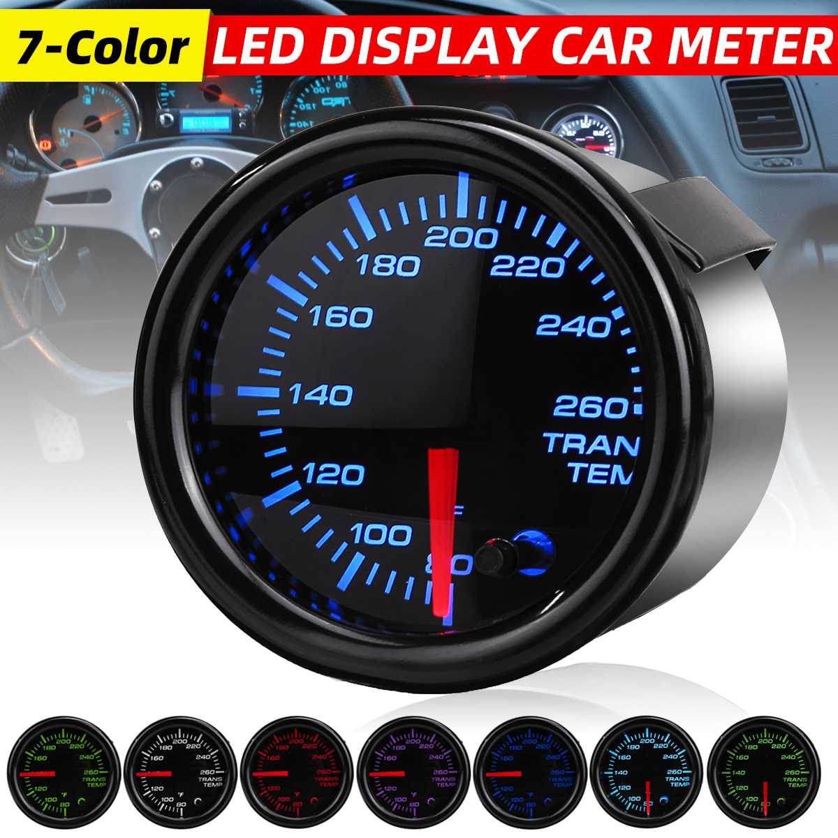 12V 2 "52 ミリメートルトランスミッション温度ゲージ 80 〜 260 F 7 色 LED ディスプレイユニバーサルカートランスミッション温度計