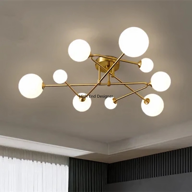 現代タバコ灰アンバーガラス LED 天井シャンデリアリビングルーム寝室屋根裏部屋ペンダントランプ家の装飾照明器具