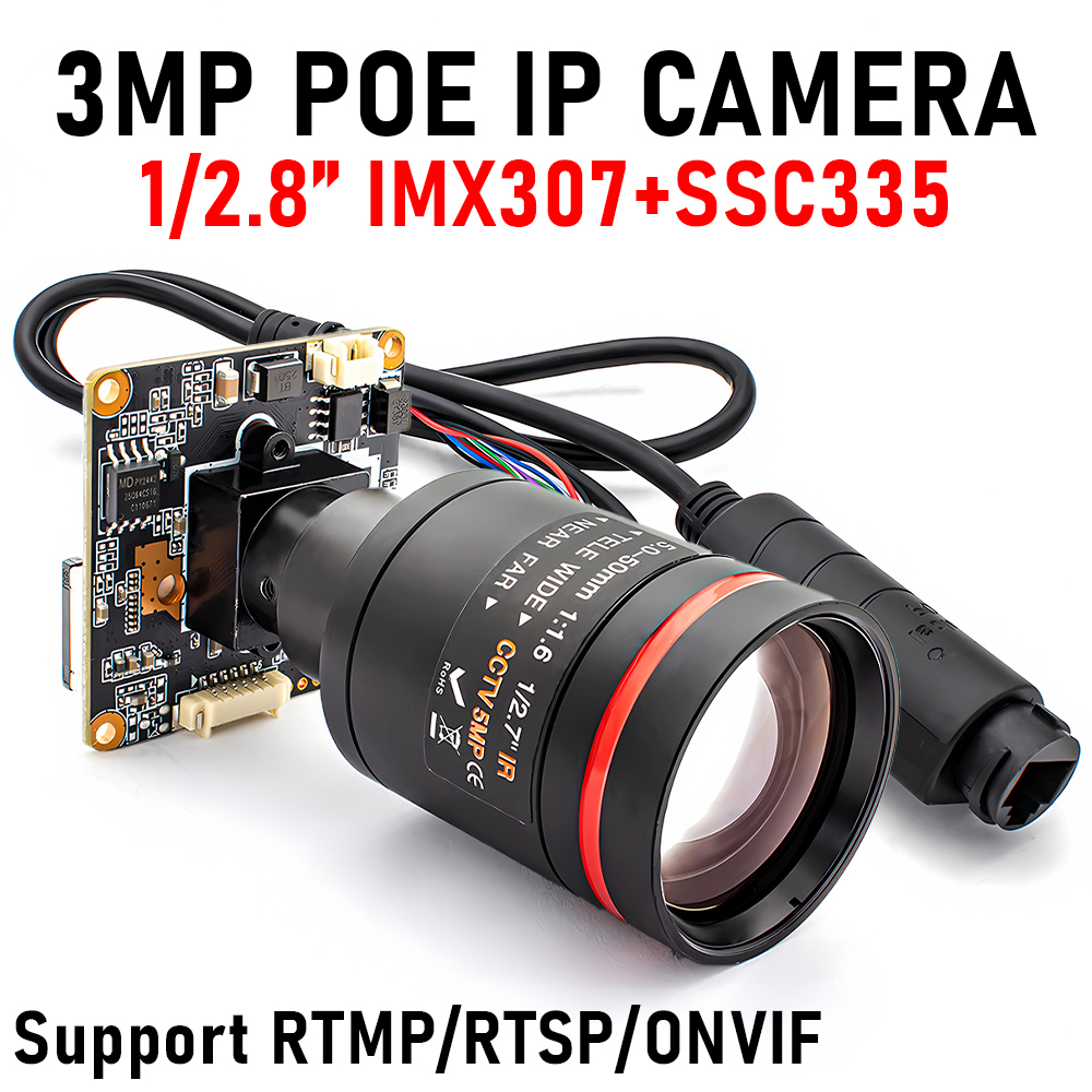 3MP POE IPカメラモジュール 10倍ズーム M12レンズ 1/2.8インチ IMX307 SSC335 RTMP RTSP ONVIF ネットワークセキュリティビデオボード（マシンビジョン用）