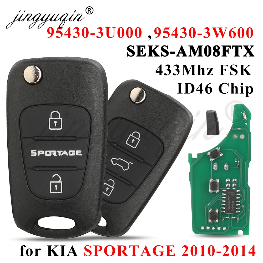 Jingyuqin 433MHz FSK ID46 チップ起亜 Sportage 2010 2011 2012 2013 2014 フリップリモート車のキーフォブ 95430-3U000 3W600 SEKS-AM08FTX