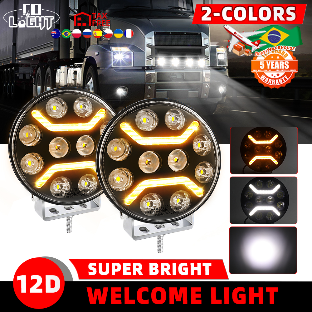 CO LIGHT 7 "ラウンドオフロード使用トラック運転用作業灯 LED 作業スポットライトフラッシュターンシグナルライト白黄色 DRL 12V 24V