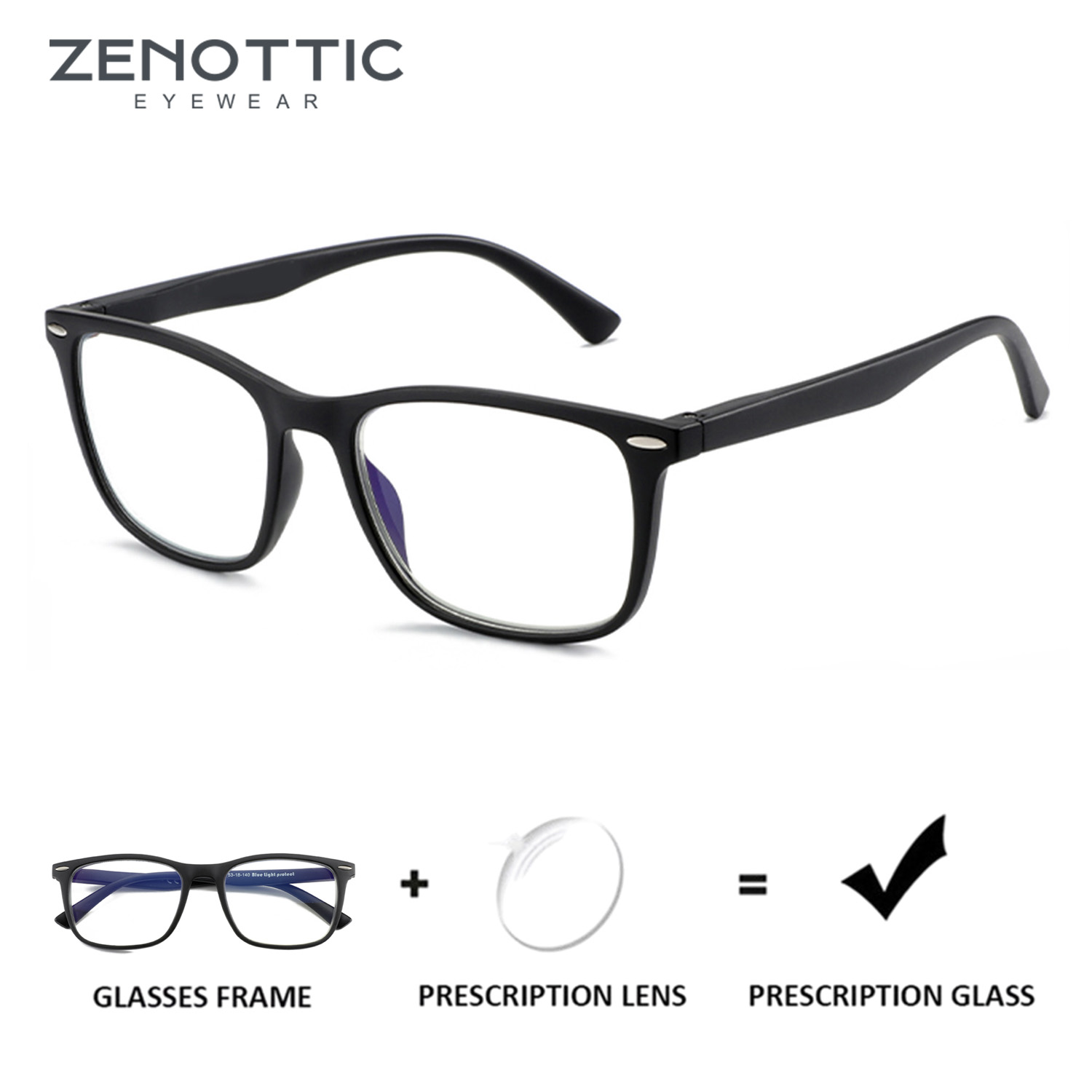 ZENOTTIC カスタム累進レンズ眼鏡（男女兼用、スクエアフレーム、調光偏光、ブルーライトフィルターオプション付き）