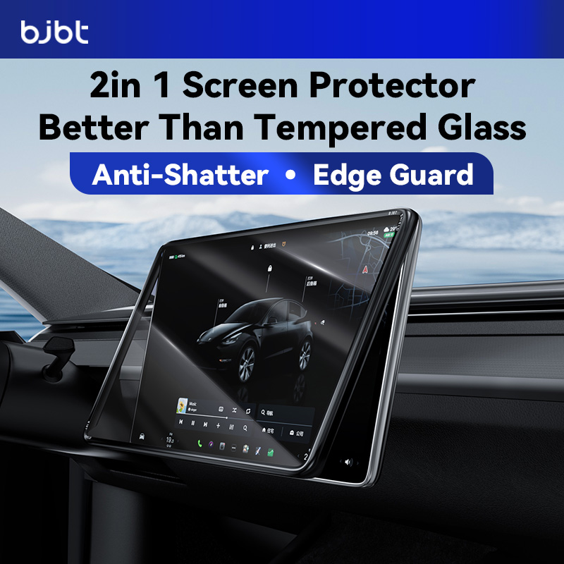 BJBT テスラ ModelY スクリーンプロテクター強化ガラス保護モデル 3 アクセサリー 2024-2026Y ジュニパー HD 保護トリムカバー中央制御ナビゲーションスクリーンプロテクタースクリーンカバー保護 Fra
