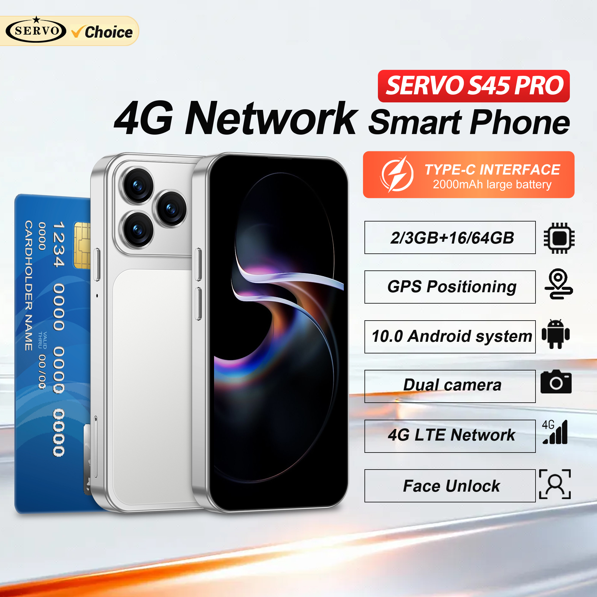 公式 SERVO 4G LTE ミニスマートフォン Android10.0 システム 3 ギガバイト 64 ギガバイト Play ストア WiFi 2 SIM 4.5 インチ画面ポータブルスマート携帯電話