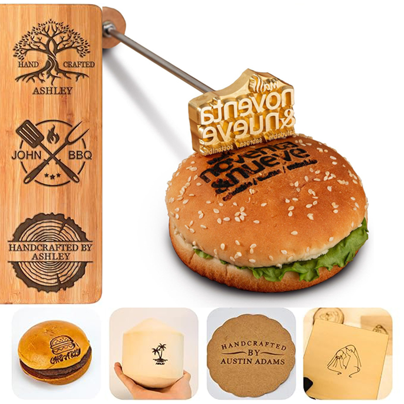 ハンバーガー用カスタムロゴブランディングアイロン - パーソナライズされた真鍮ステーキ