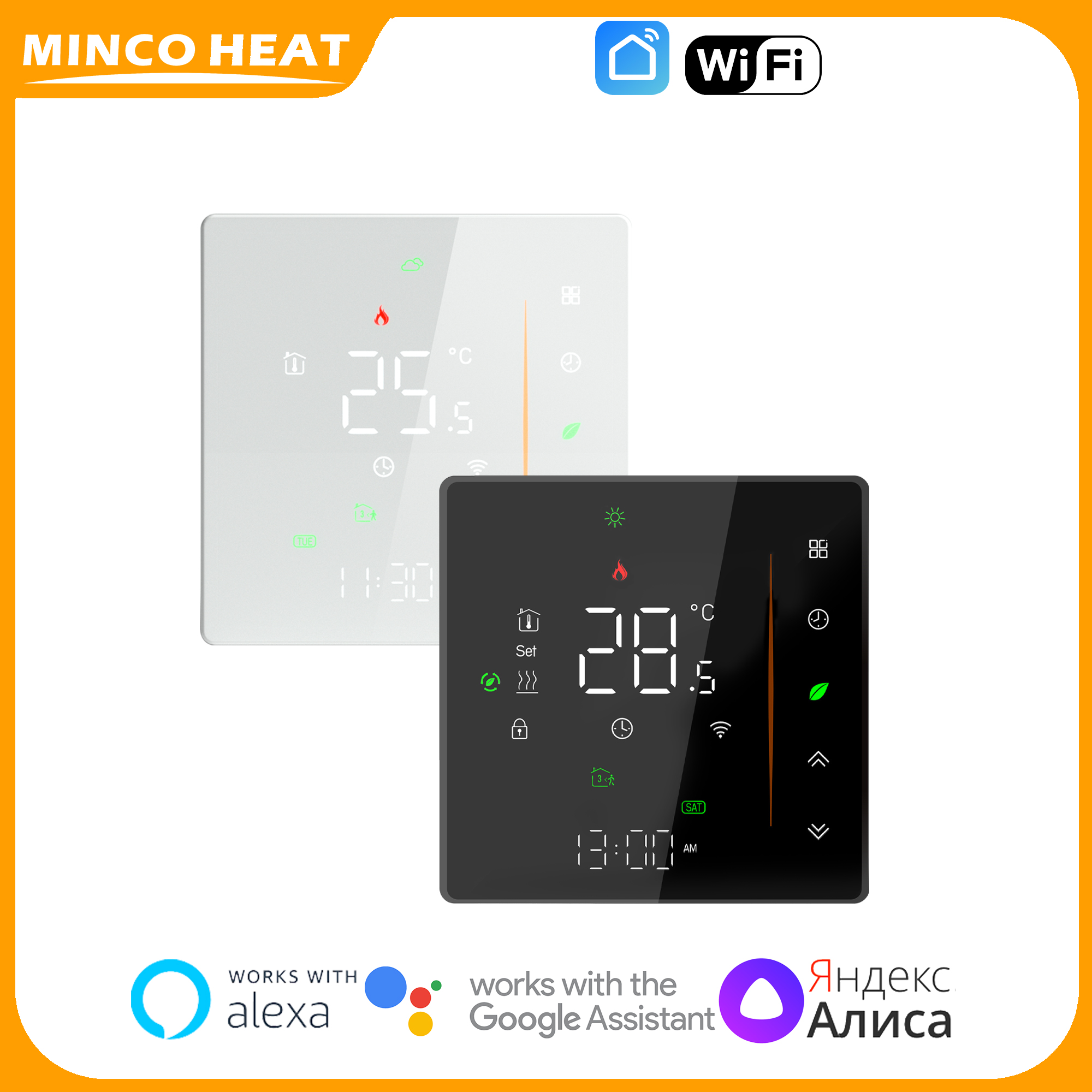 Minco Heat スマート床暖房 Wifi サーモスタット 5A/16A 電気床暖房/水/ガスボイラー用 スマートライフアプリと連携