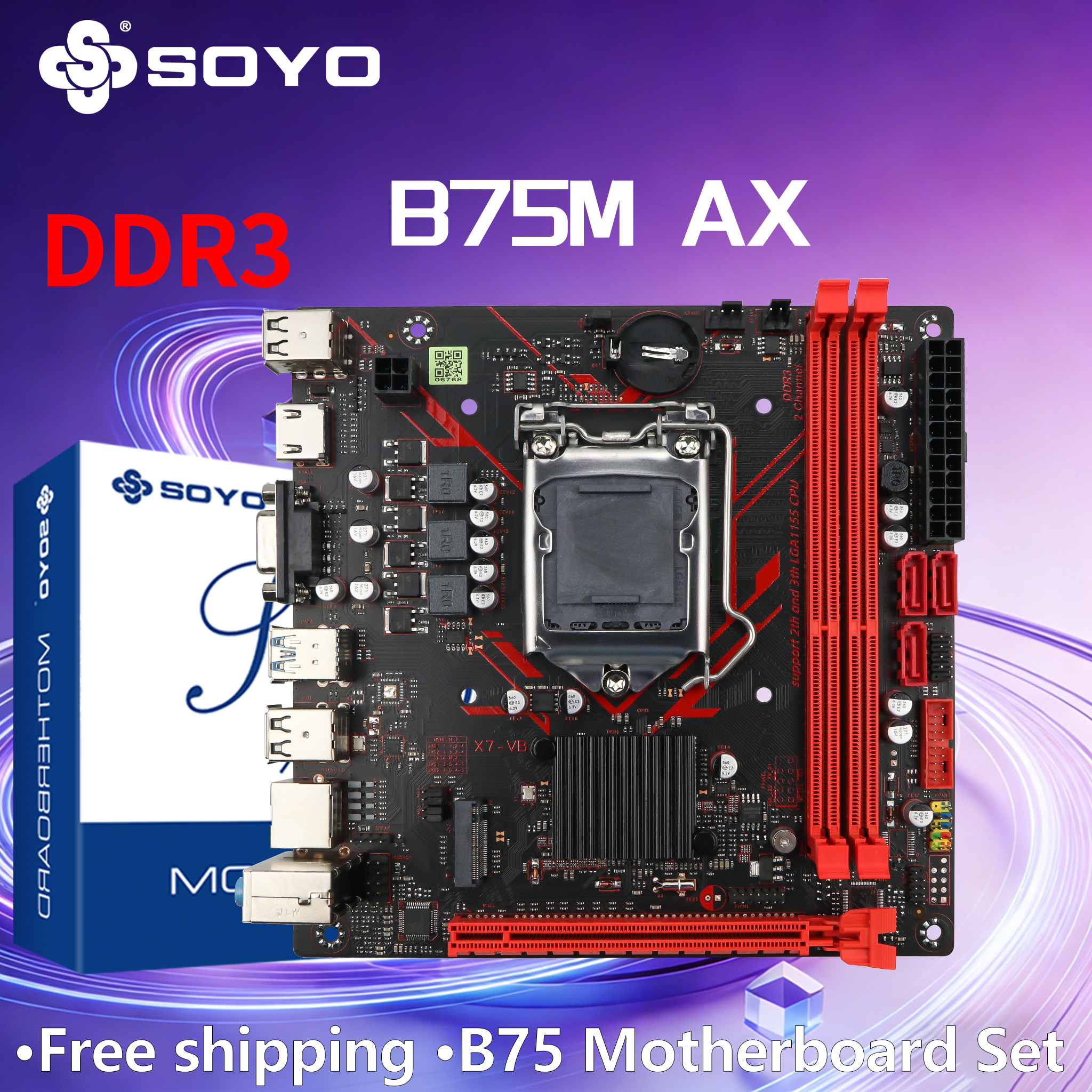 SOYO B75M DDR3-AX マザーボードインテル LGA1155 世代 xeon コンピュータコンポーネントゲームキットメインボード 8 グラム PCIE3.0x8 M.2 SATA2.0