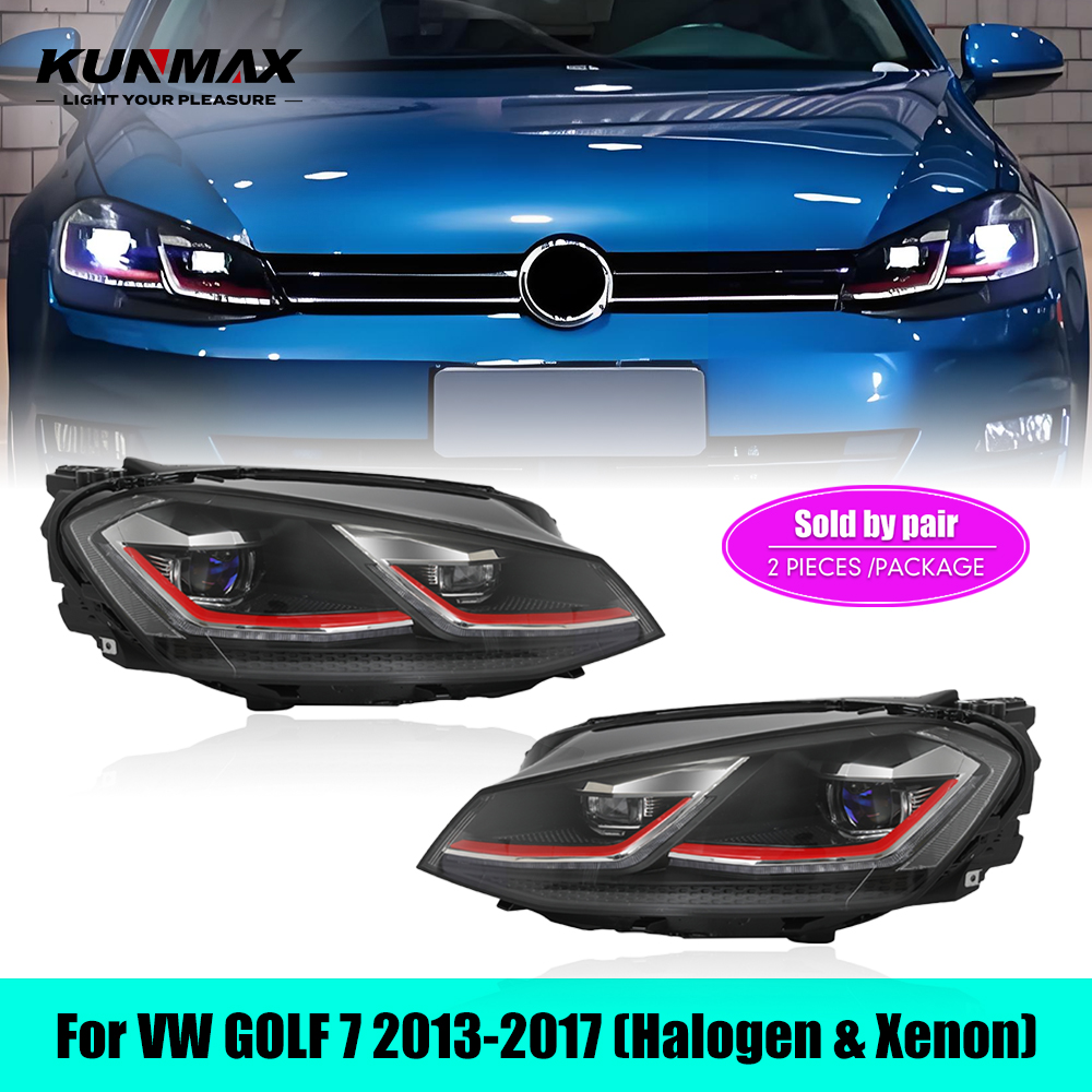 Vw ゴルフ 7 2013-2017 LED 車のヘッドライトアセンブリハロゲンキセノン GTI DRL ウインカーヘッドランプ左右フロントヘッドライト