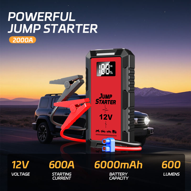 ジャンプスターター電源銀行 2000A/1000A ポータブル車のバッテリースターター 12V 車の緊急ブースタースターター始動装置
