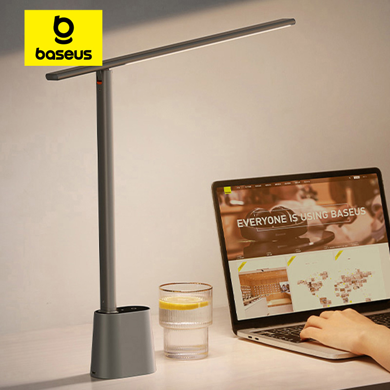 Baseus LED デスクランプ目の保護研究調光可能なオフィスライト折りたたみテーブルランプスマート適応輝度ベッドサイド読書ランプ