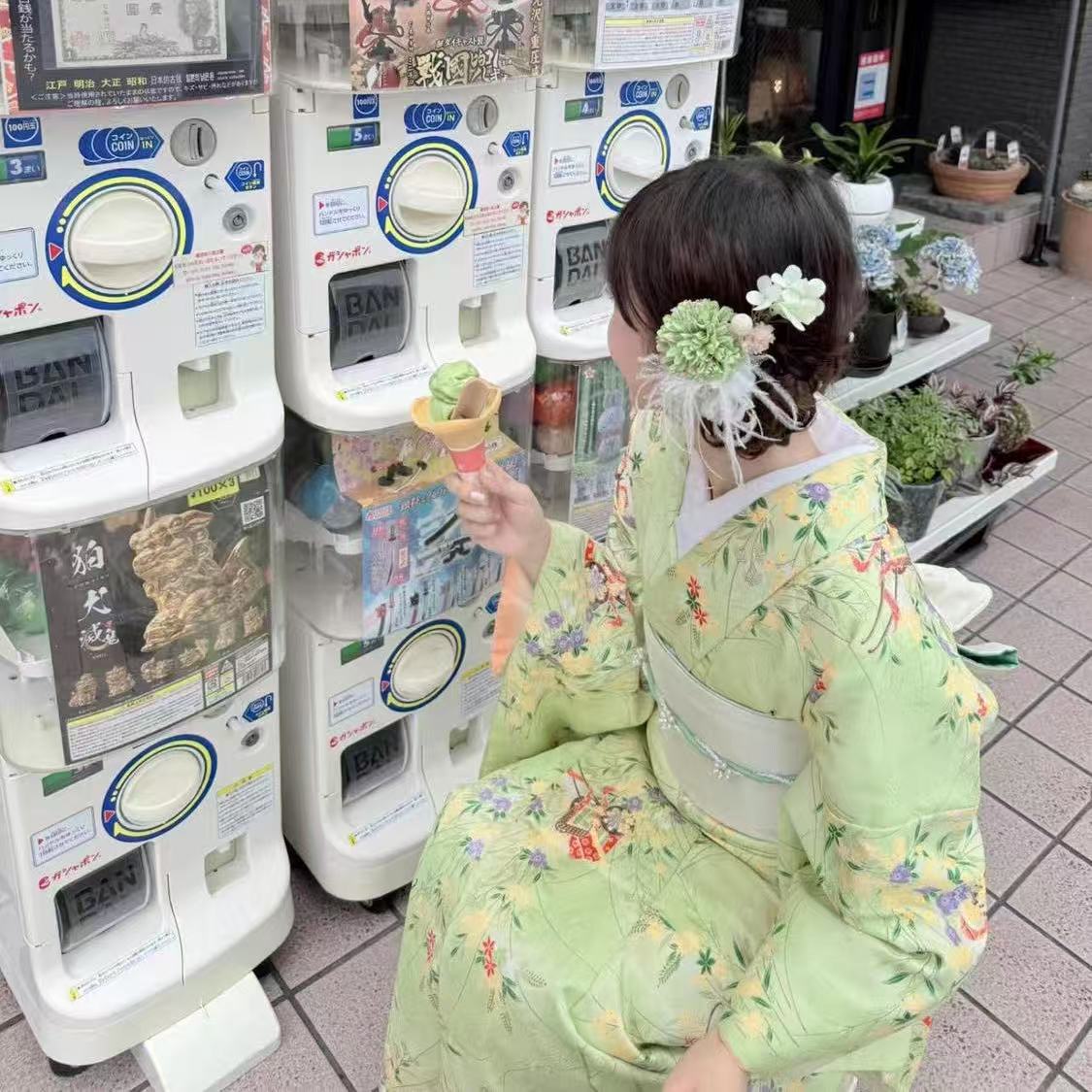 アップグレードされた緑の着物女性の伝統的な和服夏のビーチパーティーバスローブカーニバルイベントコスプレ衣装ローブ