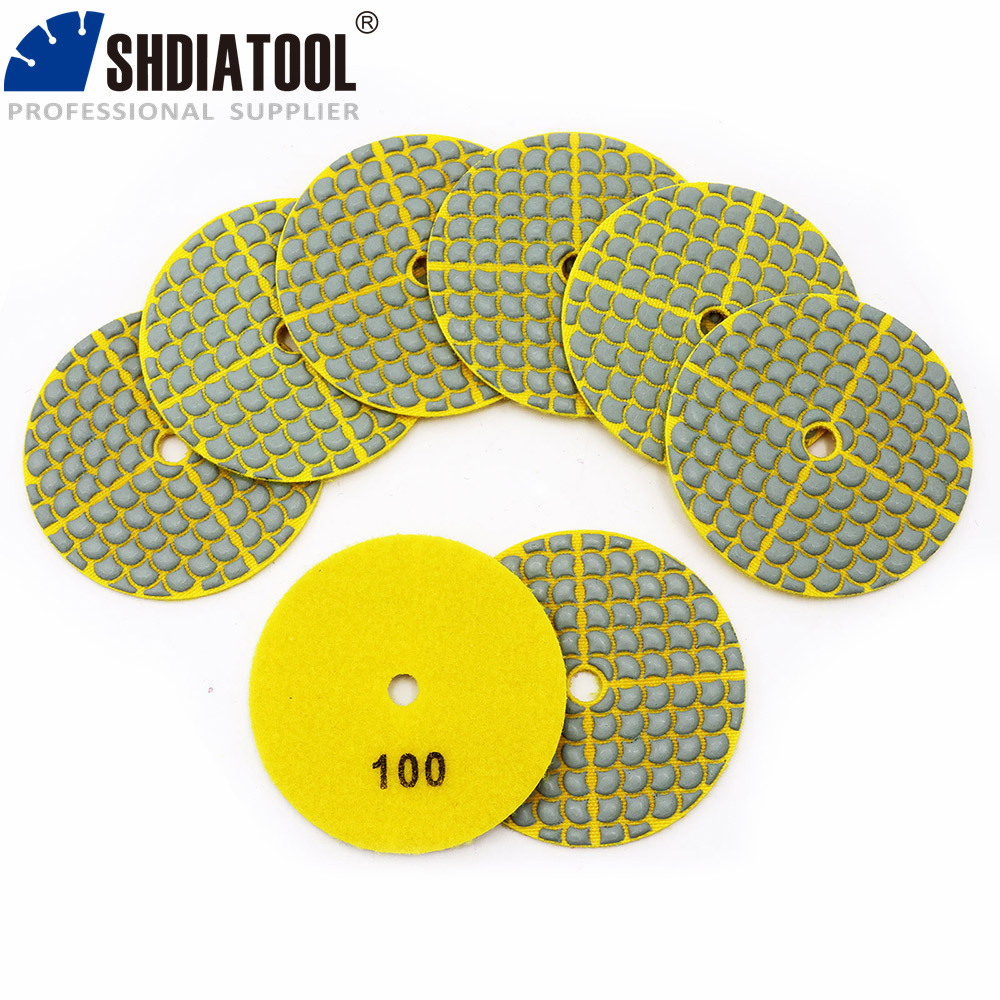 SHDIATOOL 8 個ダイヤモンド研磨パッド Dia100mm 樹脂サンディングディスクセット