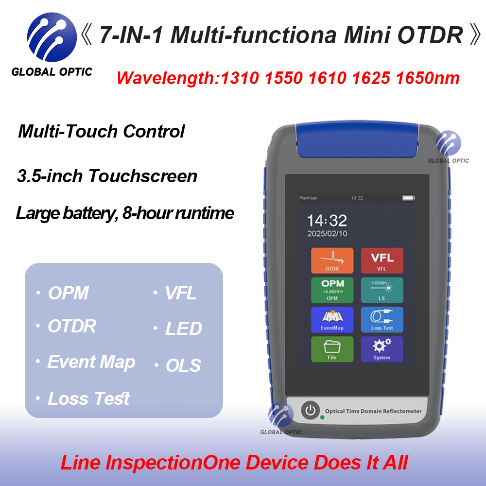 2025 NEW ミニ OTDR 1310 1550 1610 1625 1650nm OPM OLS VFL イベントマップ SC APC/UPC タッチスクリーンネットワークメンテナンス用