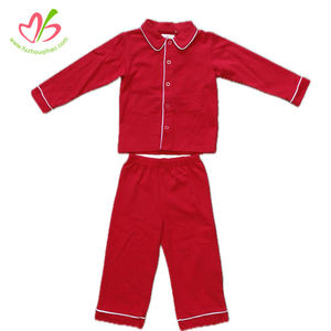 子供用パジャマの卸売、純綿長袖パジャマセット、男の子と女の子の子供服
