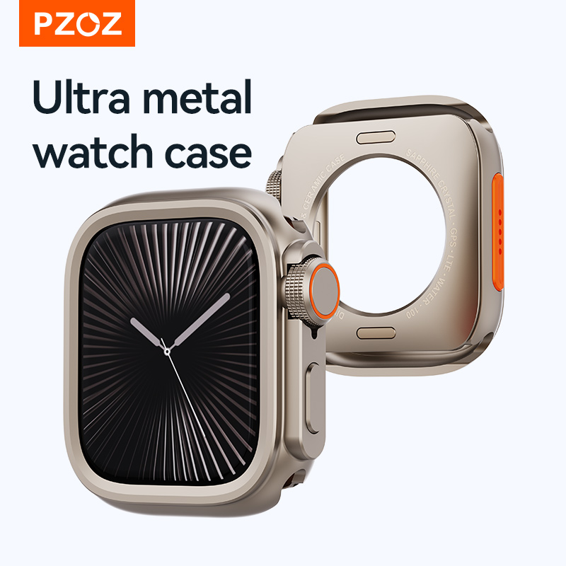 PZOZ For iWatch Ultra 2 3 Metal Shell PC Back Cover For Apple Watch Case Series 11 10 9 8 7 se 6 45mm 44mm Change to Ultra 49mm
