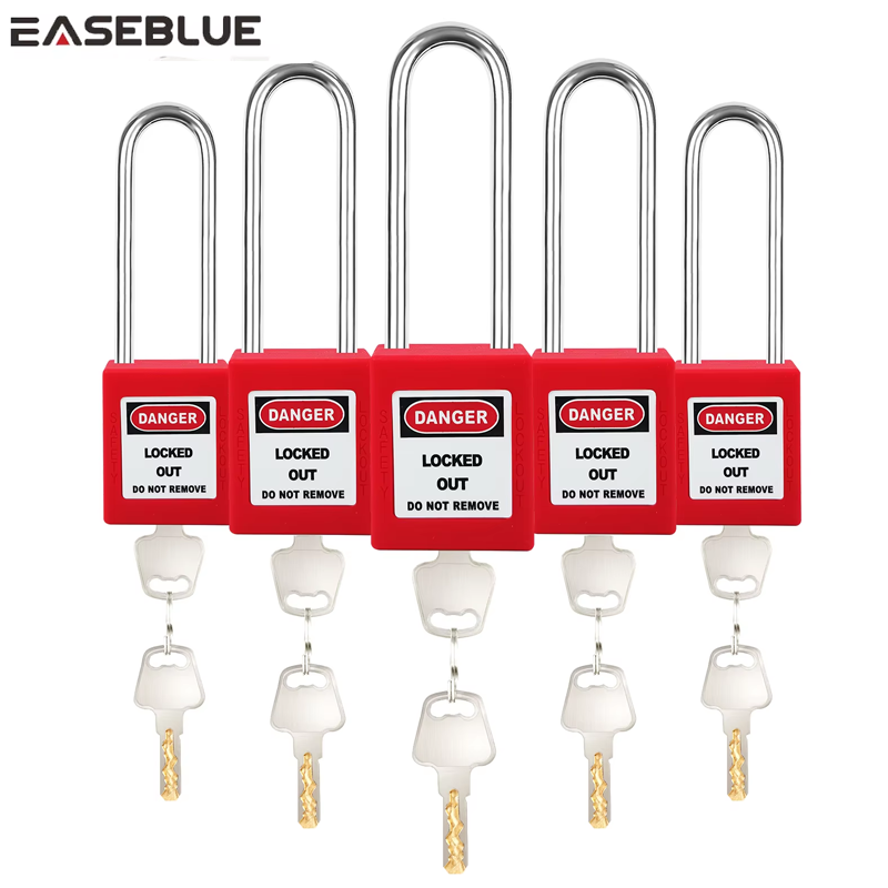 5 個 76 ミリメートルスチールセキュリティロックアウト/タグアウトスチール工業用 Seguridad 安全南京錠レッドイエローグリーンブラックブルーと 2 キー