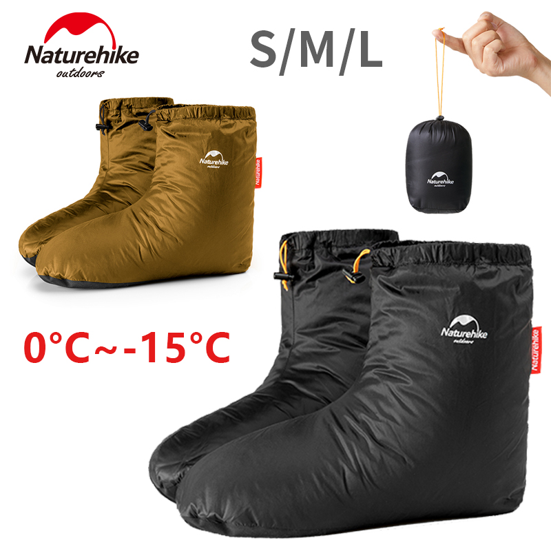 Naturehike 冬アヒルダウンフットカバー屋外ハイキングキャンプ暖かいブーツ防水靴超軽量ソフトスリッパ靴下 650FP