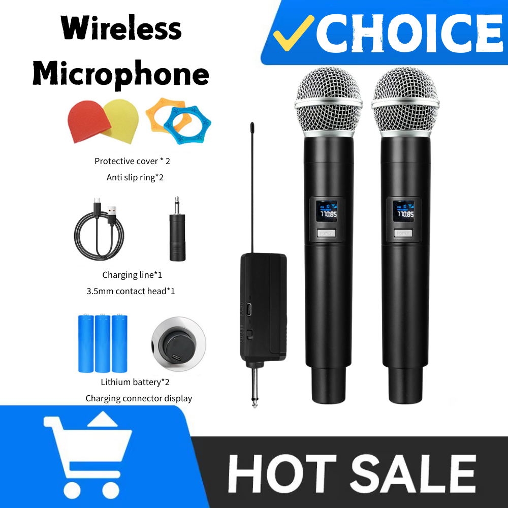 ワイヤレスマイク UHF 固定周波数 2 チャンネルハンドヘルドマイクマイクパーティーカラオケプロの教会ショー会議