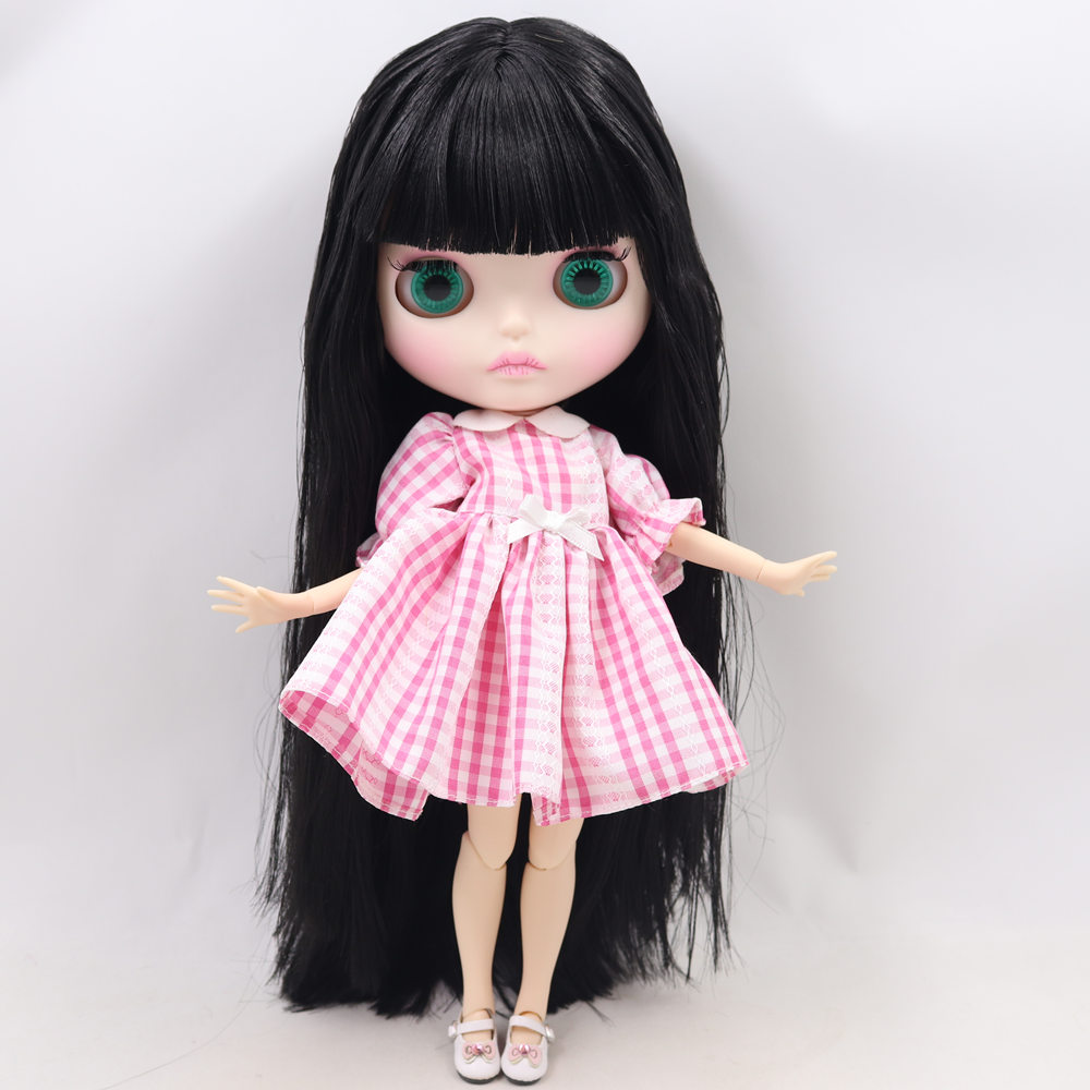 ICY DBS ブライス人形シリーズ No.BL9601 黒髪彫刻唇マットフェイスジョイントボディ 1/6 bjd
