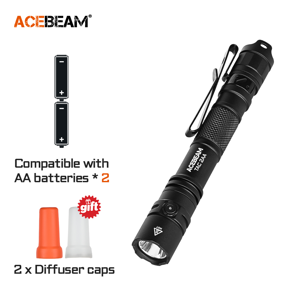 ACEBEAM TAC 2AA EDC 懐中電灯充電式ワイド電圧 (1.2-4.8 V) LED トーチ自己防衛ストロボモード懐中電灯キャンプ