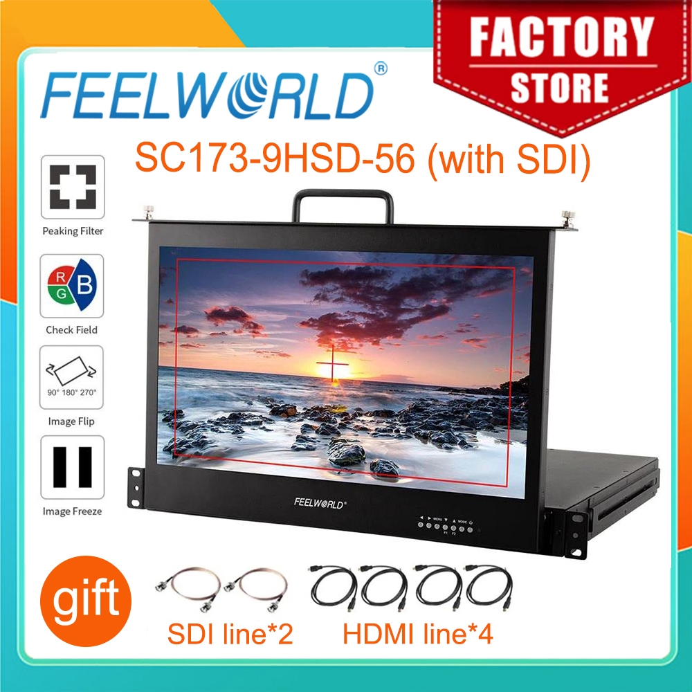 Feelworld ブロードキャスト ディレクター モニター SC173-9HD-56 17.3 インチ 1RU 引き出し式ラックマウント モニター フル HD1920x1080