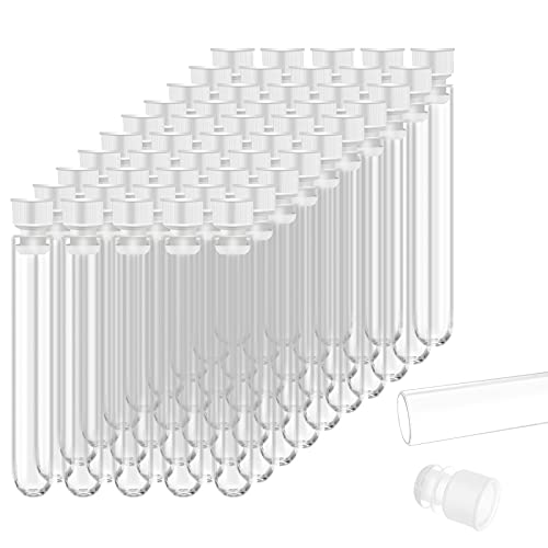 100個入り 12×84mm 透明実験用プラスチック試験管 バイアル推キャップ付き学校実験用品