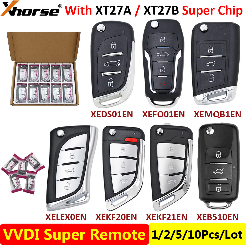 1/2/5/10Pcs/Lot Xhorse XE Series VVDI Remote Key with Super Chip XEMQB1EN XEDS01EN XEFO01EN XEKF20EN XEKF21EN XELEX0EN XEB510EN