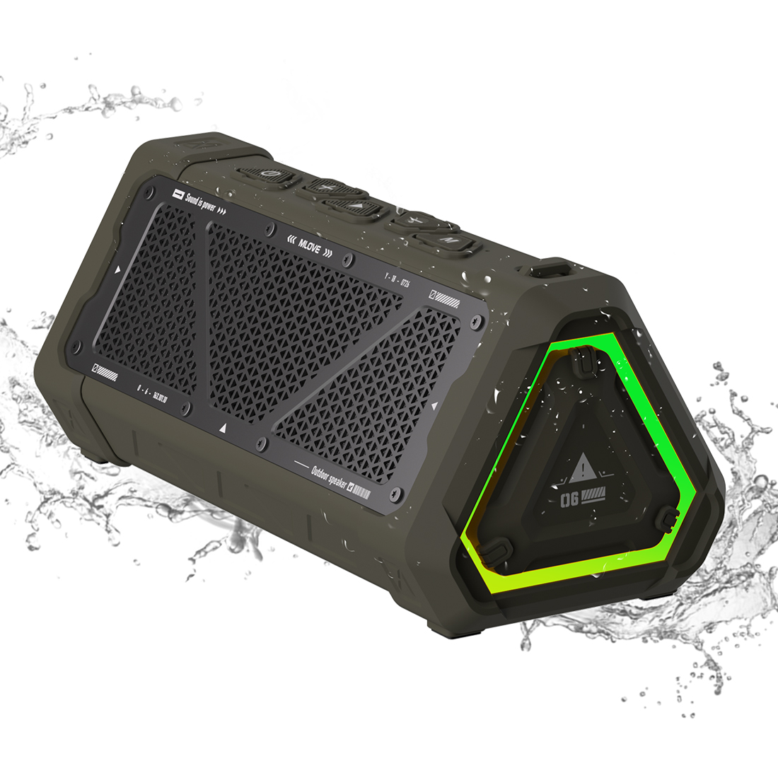 MLOVE P3 屋外 Bluetooth スピーカー、40 ワット出力 Bluetooth 5.3 スピーカー、ステレオサウンド IPX7 防水、マイクロ SD カード、RGB ライト
