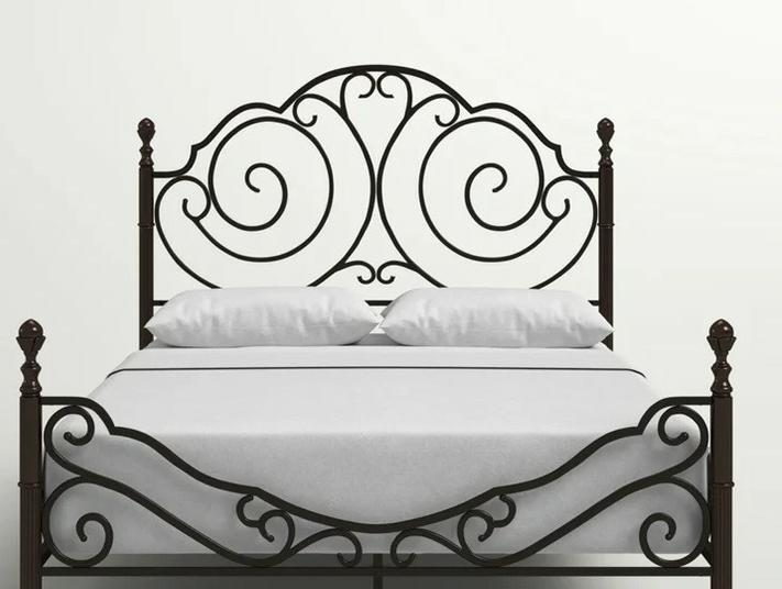 #@Modern Industrial Design Durable Metal Bed Frame with Wooden Headboard Footboard Non-Foldable Box Spring for Hotel Bedroom Use