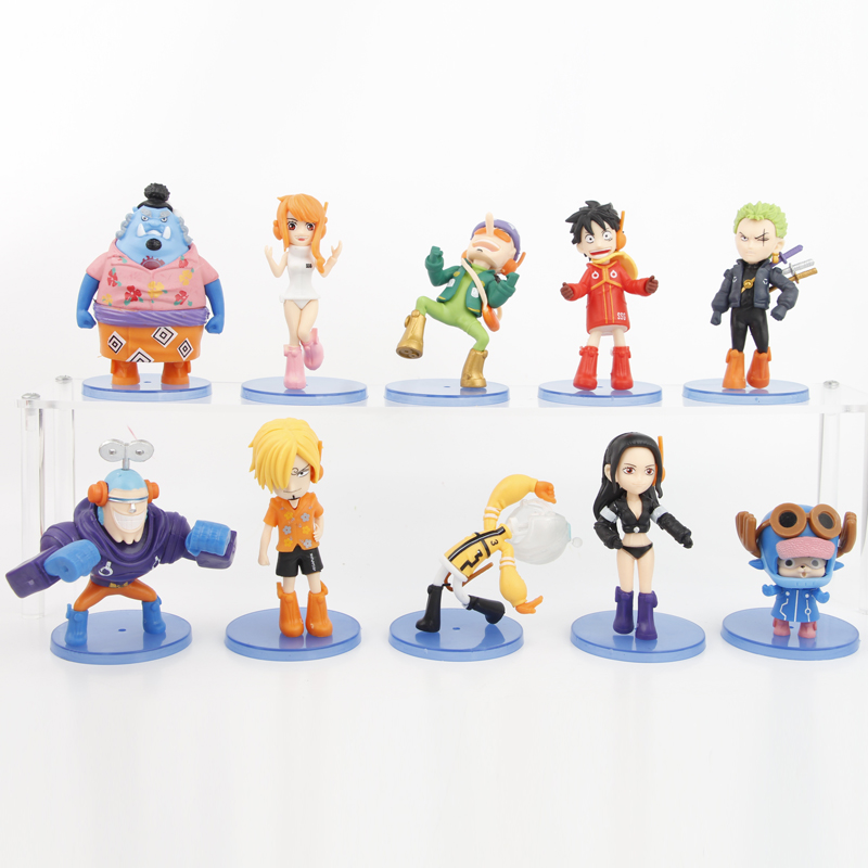 10pcs/set One Piece Luffy Zoro Nami Franky Figures Pvc Model Toys 6.5-10cm