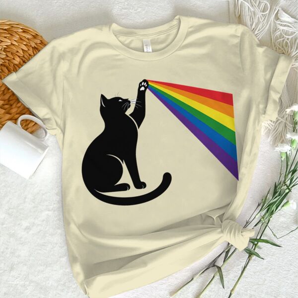 面白い猫と虹グラフィック Tシャツ男性女性ファッション半袖ミーム動物 Tシャツカジュアル猫愛好家ギフト Tシャツ