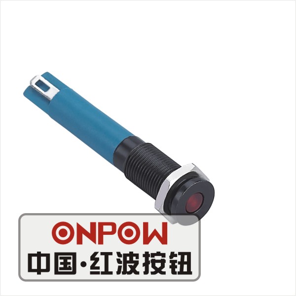 ONPOW 6mm フラットドット LED 黒メッキ真鍮 信号灯、表示灯、表示灯 (GQ6T-D/A) CE、RoHS