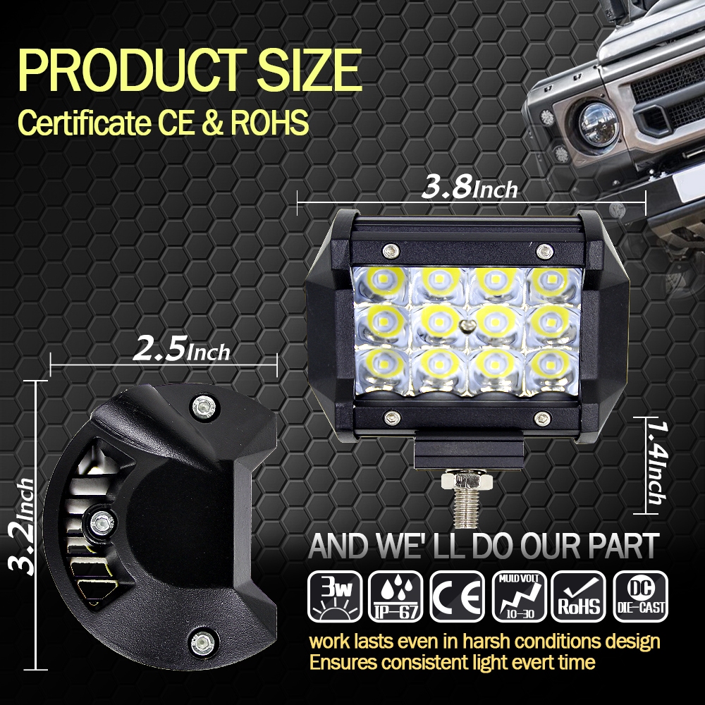 1pc 白色光 4 インチ 36 ワットコンボ LED ワークライトバーコンボビームオフロードボート車トラクタートラック SUV ATV 12V 24V を駆動するため