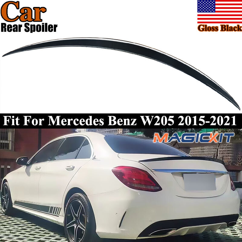 メルセデスベンツ W205 テールスポイラールーフリップ C クラス C180 C200 C300 C43 C63 AMG S 2015-2021 セダンリアトランクスポイラーグロスブラック