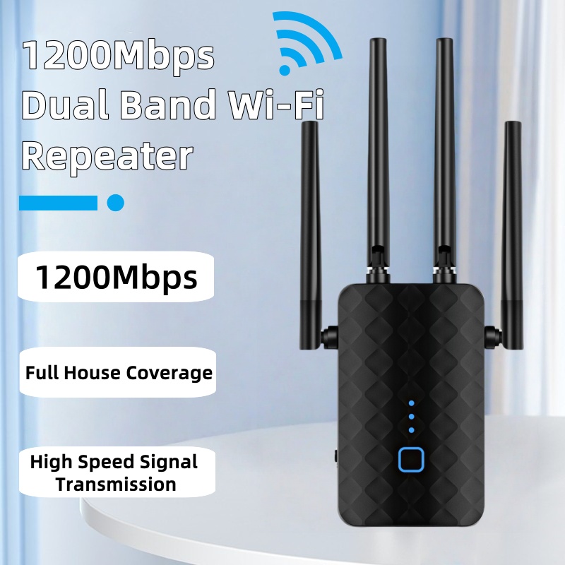 WiFi リピーター ワイヤレス 1200Mbps 2.4G 5GHz デュアルバンド WiFi エクステンダー 802.11ac ギガビットアンプルーター長距離信号ブースター