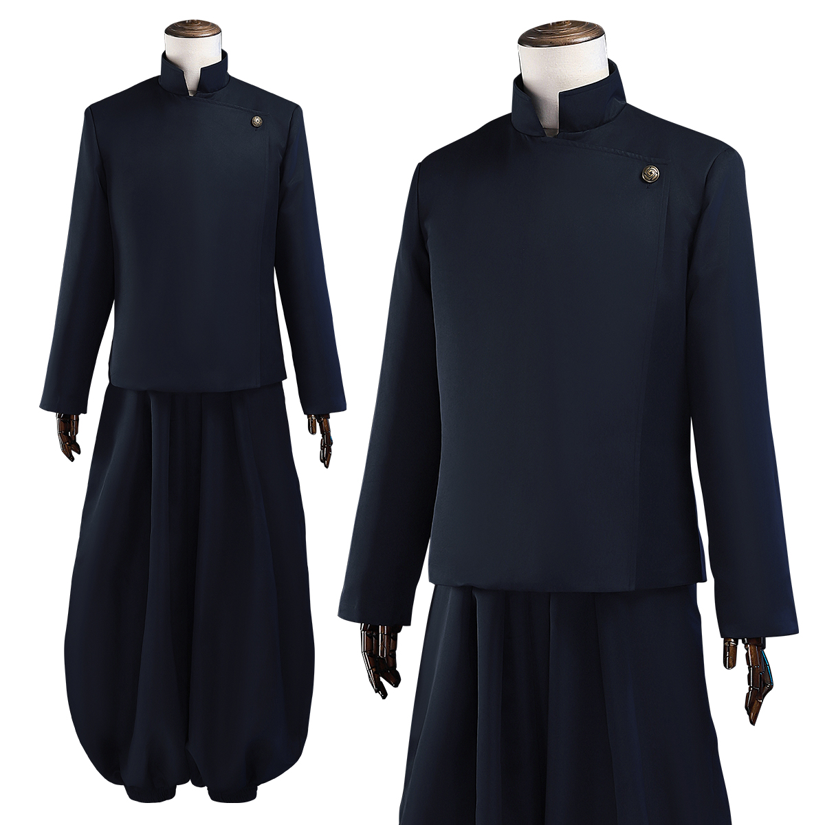 HOLOUN Jujuku JJK マンガアニメ Suguru Geto 五条悟 コスプレ衣装ウィッグ ダークブルー ジャケット パンツ 制服 ローズネット ハロウィン