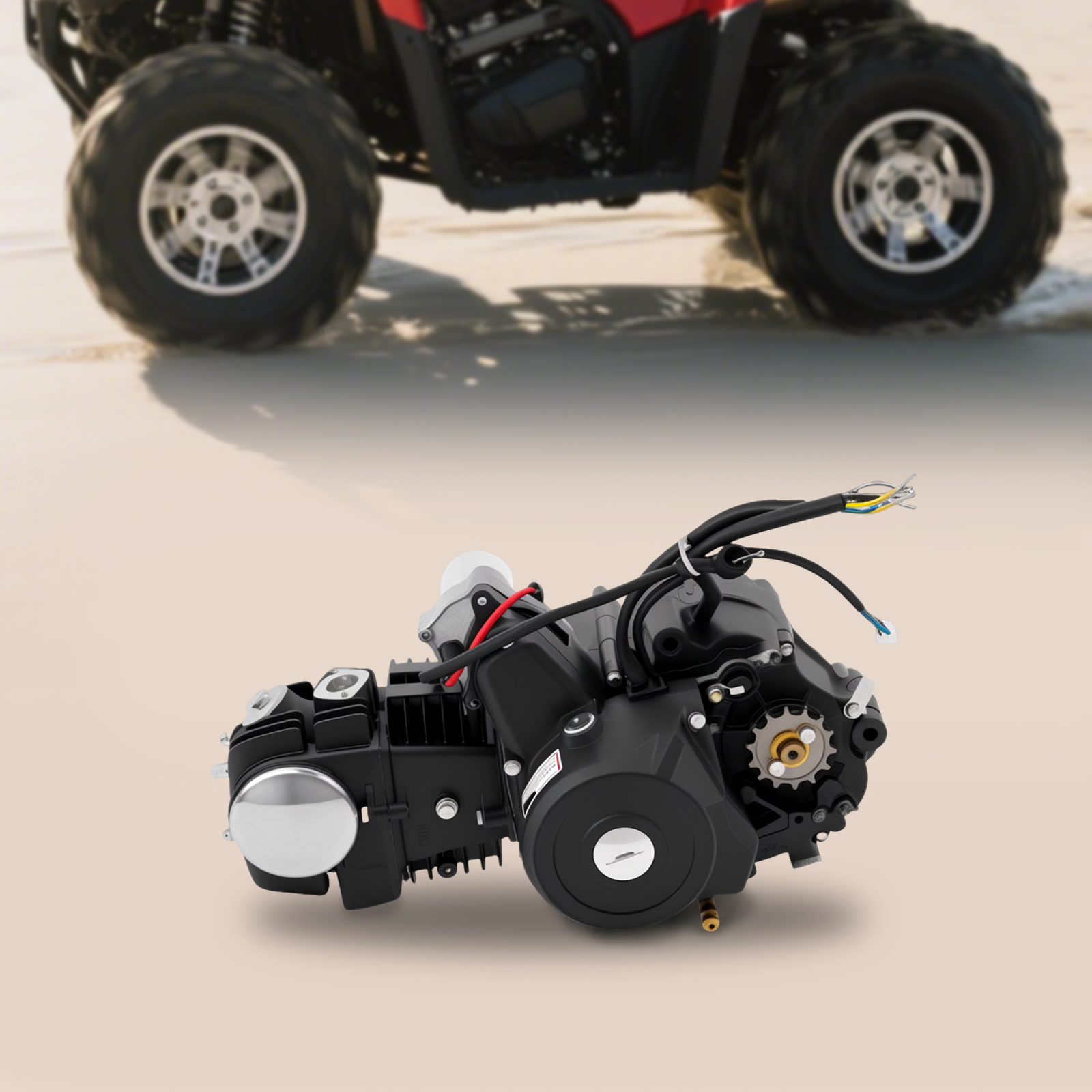 125CC 4 ストローク ATV ゴーカート エンジン モーター キット、ATV カート用半自動リバース電気スタート アルミ シリンダー ヘッド カート部品付き