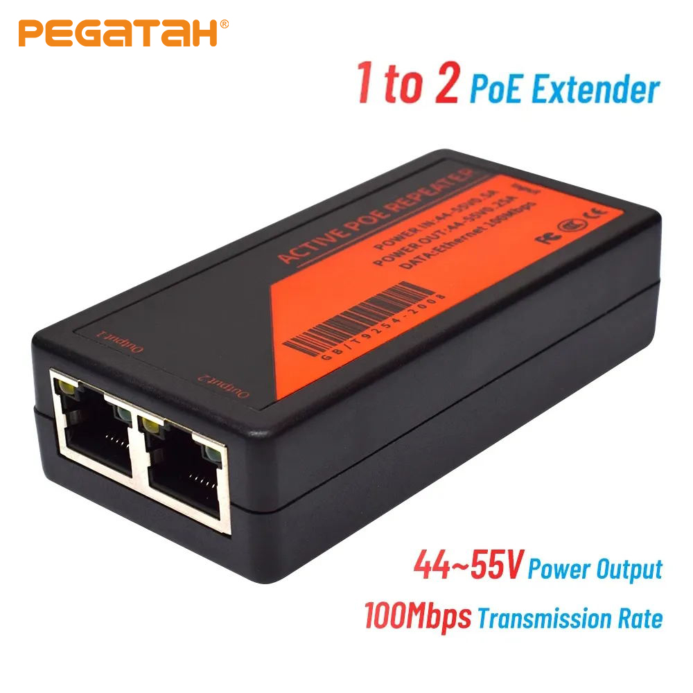 PEGATAH 1 ～ 2 ポート PoE エクステンダー 100Mbps POE エクステンダー、IP ポート最大延長 100m 伝送エクステンダー、NVR IP カメラ AP IP 用