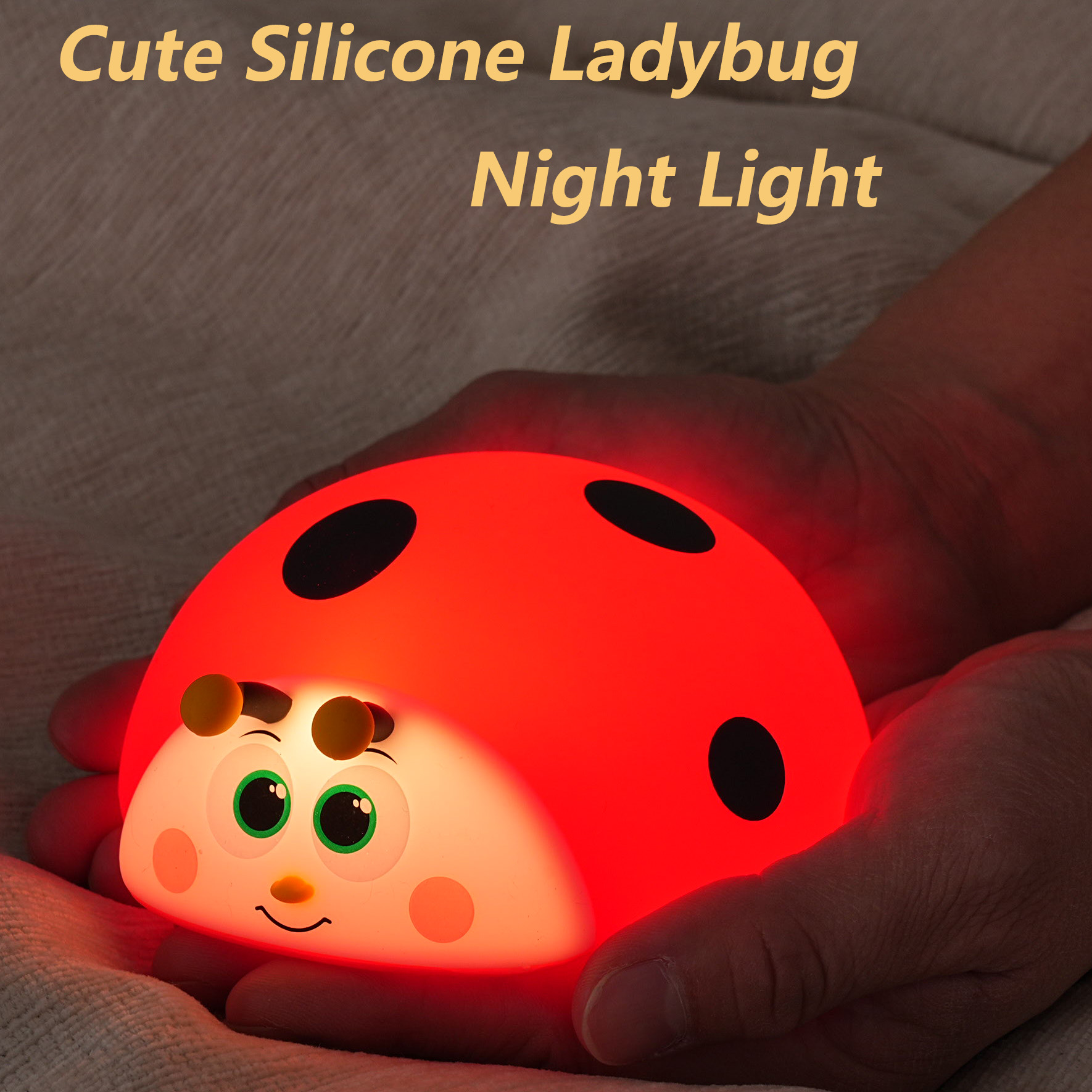 かわいいてんとう虫ナイトライトシリコーン保育園睡眠ランプタッチコントロール常夜灯 USB 充電式テーブルランプベビー子供用