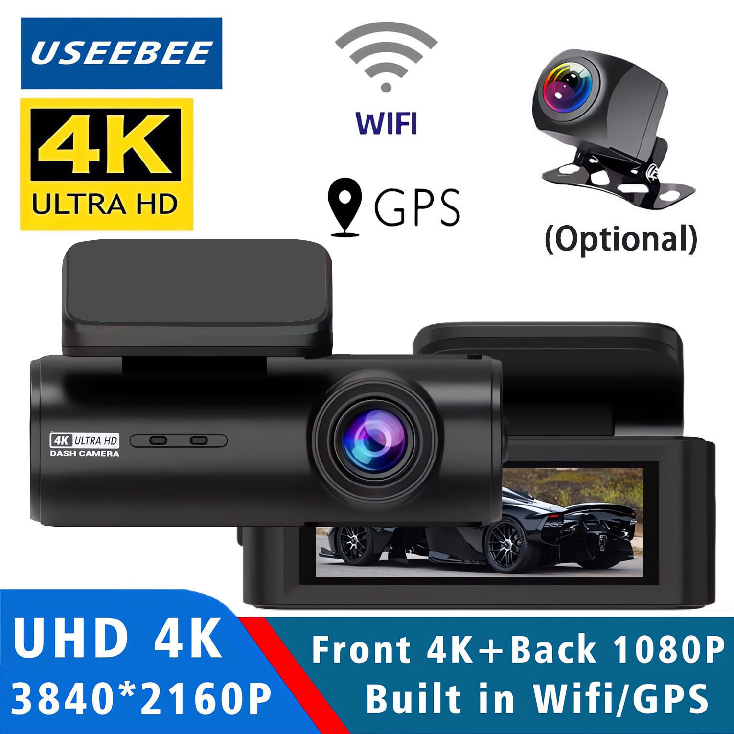 4K ダッシュカム 3840*2160P 車 DVR サポート WIFI GPS デュアルレンズオートミニカーカメラスーパーナイトビジョン G センサー 24 時間駐車場