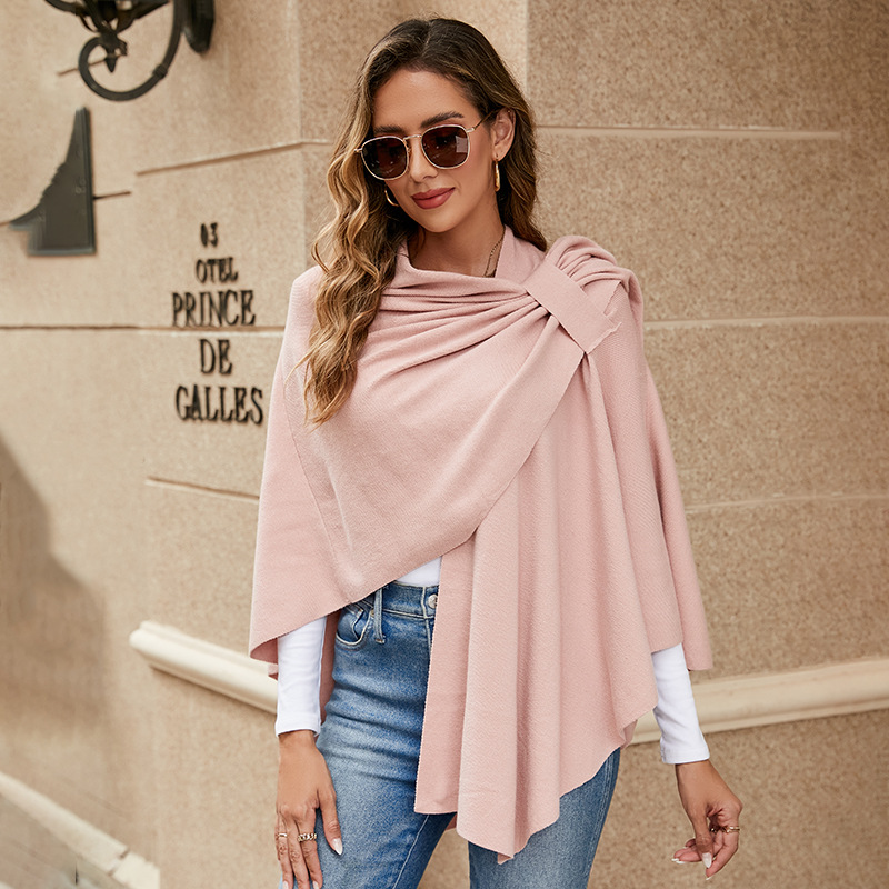Women'S Solid Color Shawl Wraps Open Front Poncho Cape Oversized Sweaters Casual Cardigan Shawls For Fall Winter шарф жен