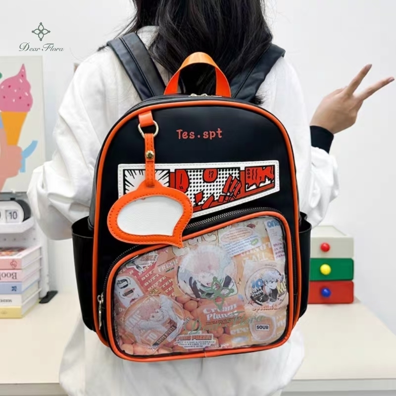 Y2k アニメ Ita バックパック女の子透明バッグ学生 DIY ディスプレイ通学かわいい大容量ナップザックカジュアル旅行リュックサック