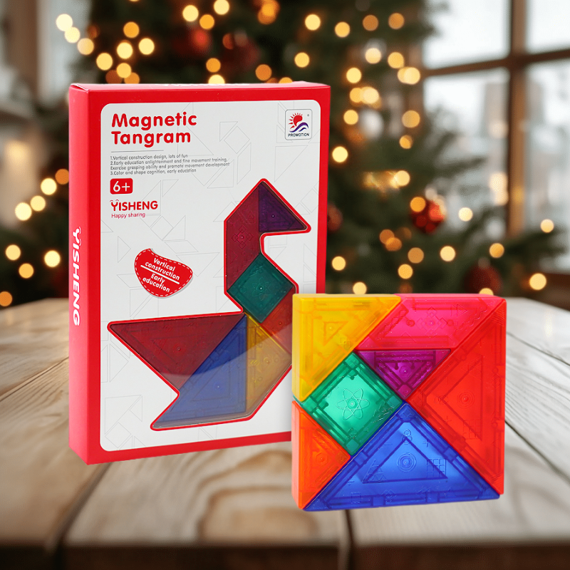 磁気タングラム 9 ピース ジグソーパズル ABS モンテッソーリ教育玩具 3D 幾何学図形パズル ゲームには教育カードが含まれています