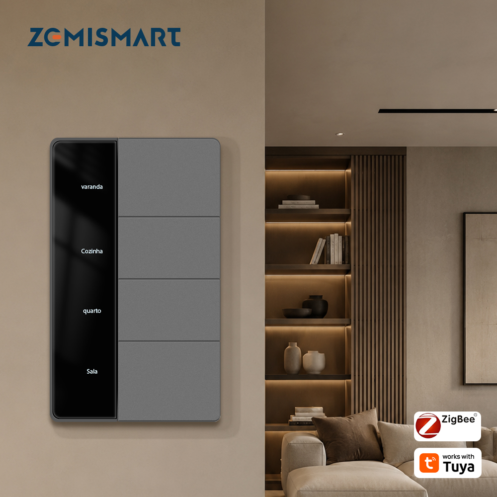 Zemismart Zigbee グレー DIY ネーム スイッチ US スマート ウォール ライト インタラプタ Tuya Alexa Google Home SmartThings APP 経由 M1/M6 と連携