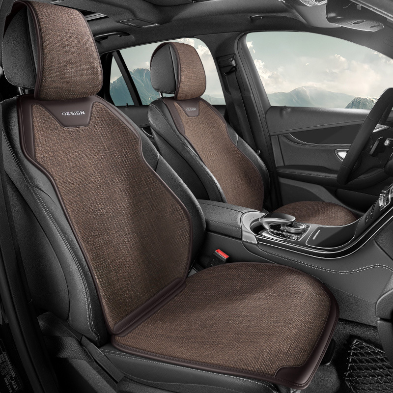 ユニバーサルリネンカーシートカバー四季自動亜麻快適な通気性滑り止めカバークッション SUV カーシート保護